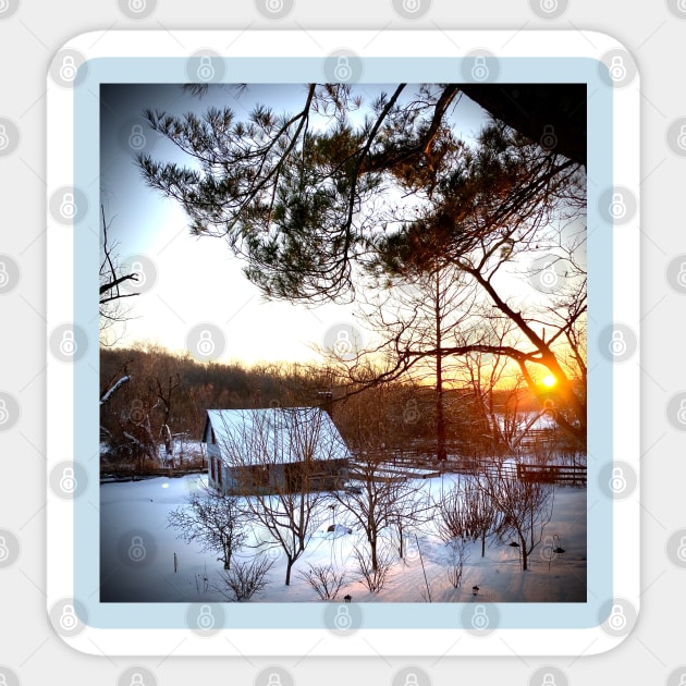 Winter Homestead Sunset Sticker by Green Bird Farms